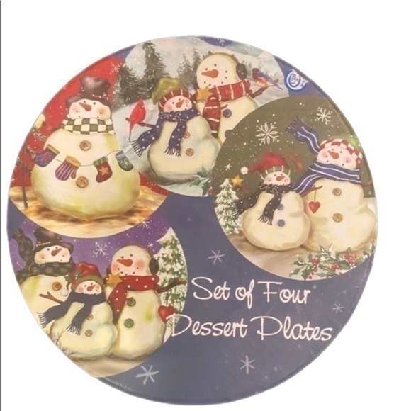 Other - Holiday Magic Snowman Canape Plates -Set of 4